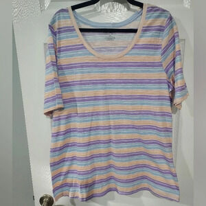 NWOT Lane Bryant Pastel Peach, Purple and Blue Perfect Sleeve Tee in Size 14/16